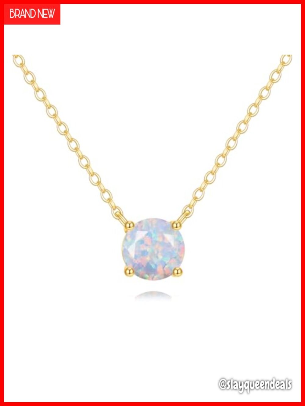 14K Solid Yellow Gold Opal Pendant Necklace 16+2 Inch Fine Jewelry Gift for